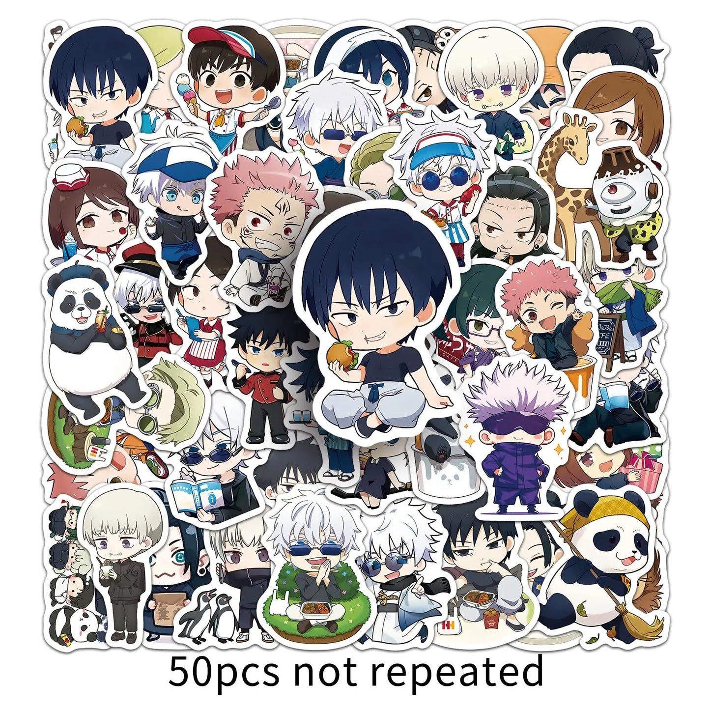 50PCS Jujutsu Kaisen Stickers Q Version Graffiti Stickers DIY Diary Phone Case Handmade Scrapbook Aesthetic Stickers