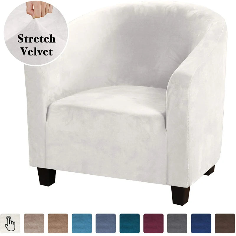 High Stretch Sofa Cover Velvet Tub Chair Cover Skid Resistance Furniture Protector Stretch Fabric Super Soft Couch Slipcover