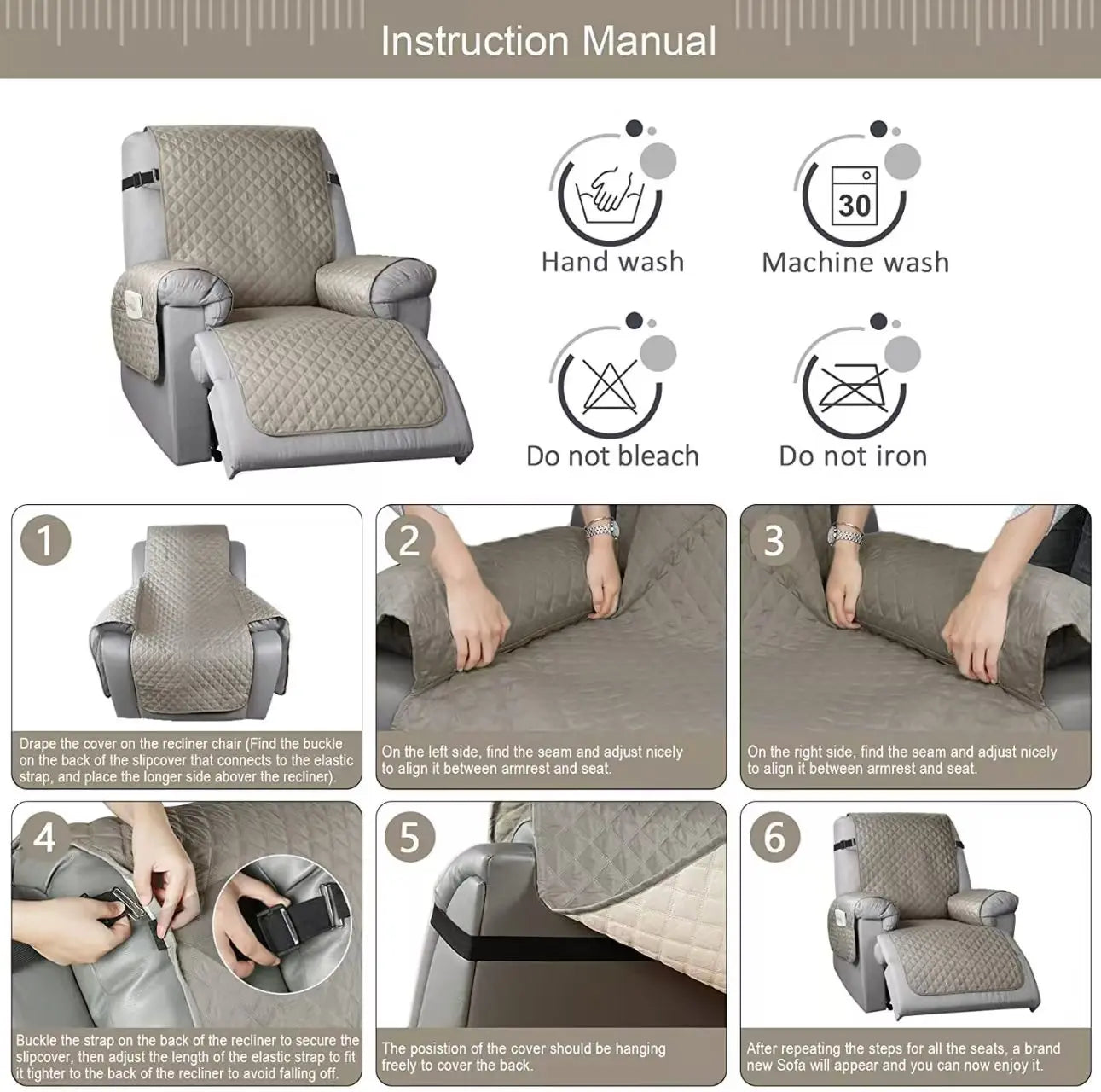 Solid Color Recliner Sofa Cover Dogs Pets Kid Anti-Slip Chair Covers Anti-wear Armchair Slipcovers Furniture Protector