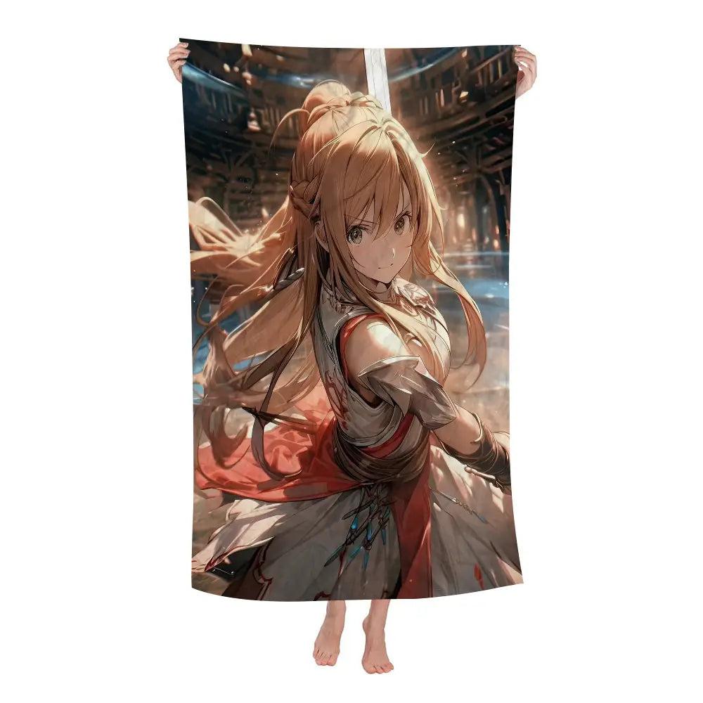 Sword Art Online Bath Towel Microfiber Soft Water Absorbing Breathable For Girl Kids Decorative Cartoon Beach Towel