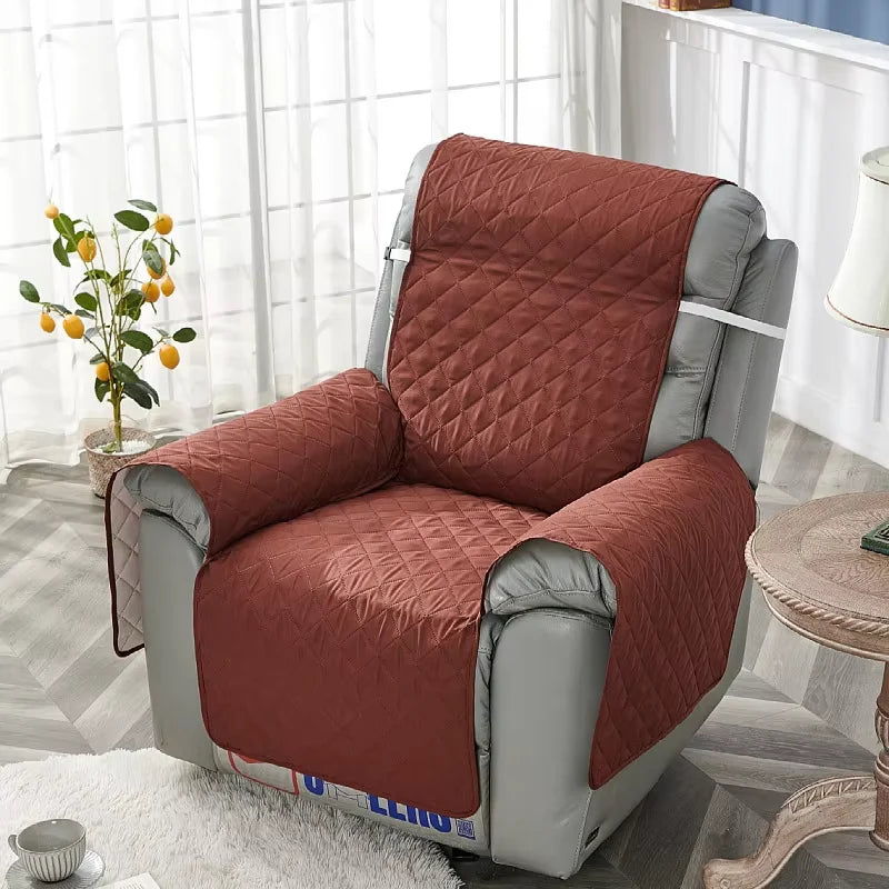 Anti-slip Recliner Chair Cover Solid Color Quilted Seat Slipcover Anti-wear Relax Armchair Coushion for Living Room Home
