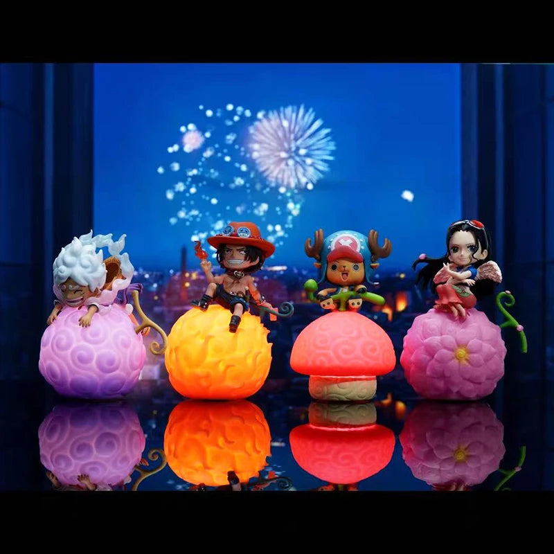 Anime One Piece Devil Fruit Night Light Nika Luffy Cute Figure  Robin Ace Chopper Voice-Controlled Night Light Desktop Ornament