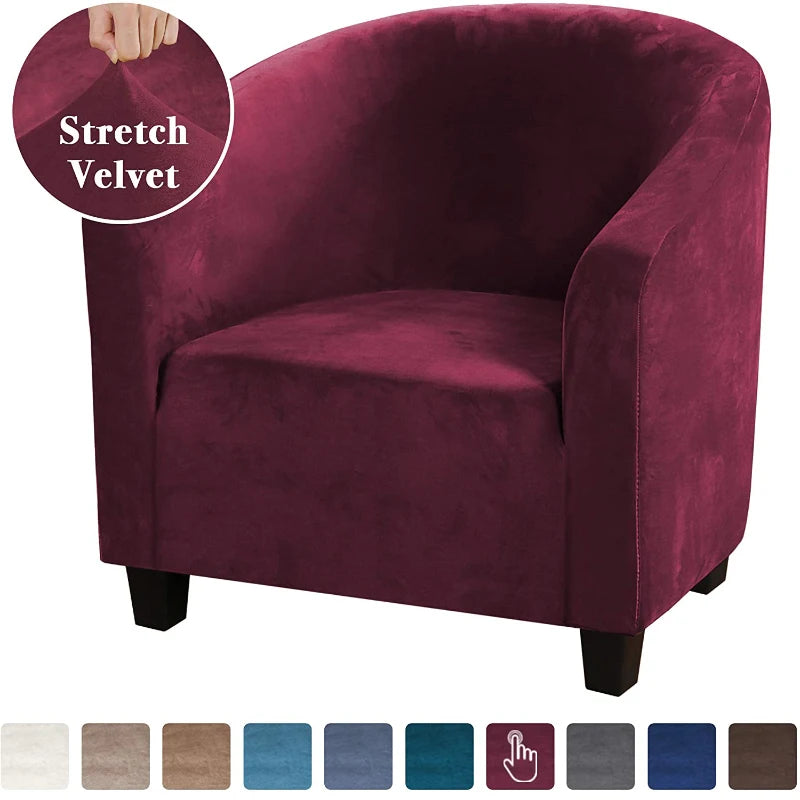 High Stretch Sofa Cover Velvet Tub Chair Cover Skid Resistance Furniture Protector Stretch Fabric Super Soft Couch Slipcover