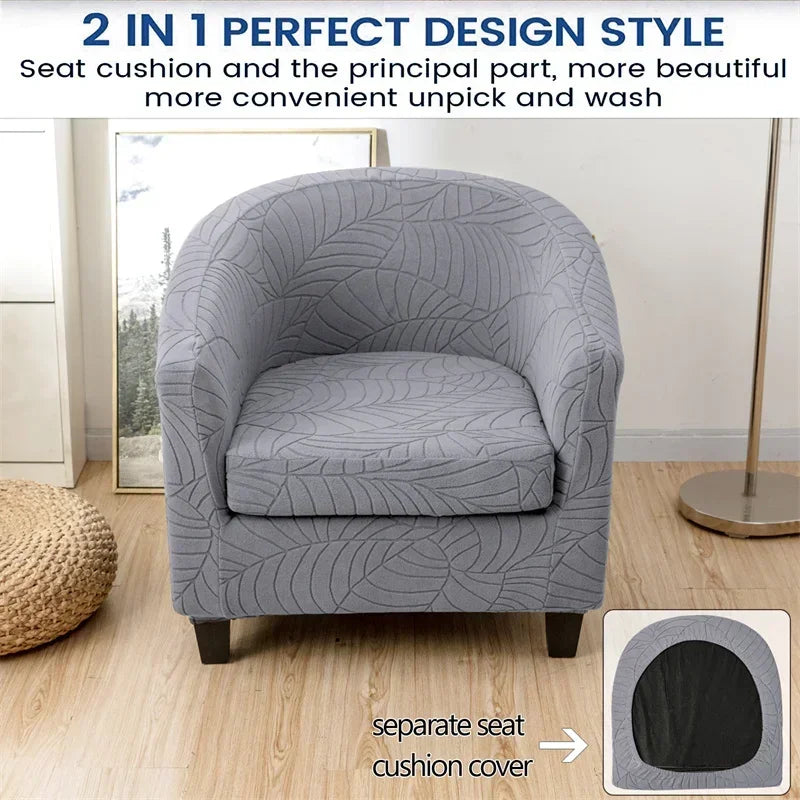 Leaves Jacquard Tub Chair Cover Anti-dirt Stretch Armchair Slipcover All-inclusive Single Club Sofa Cushion for Living Room