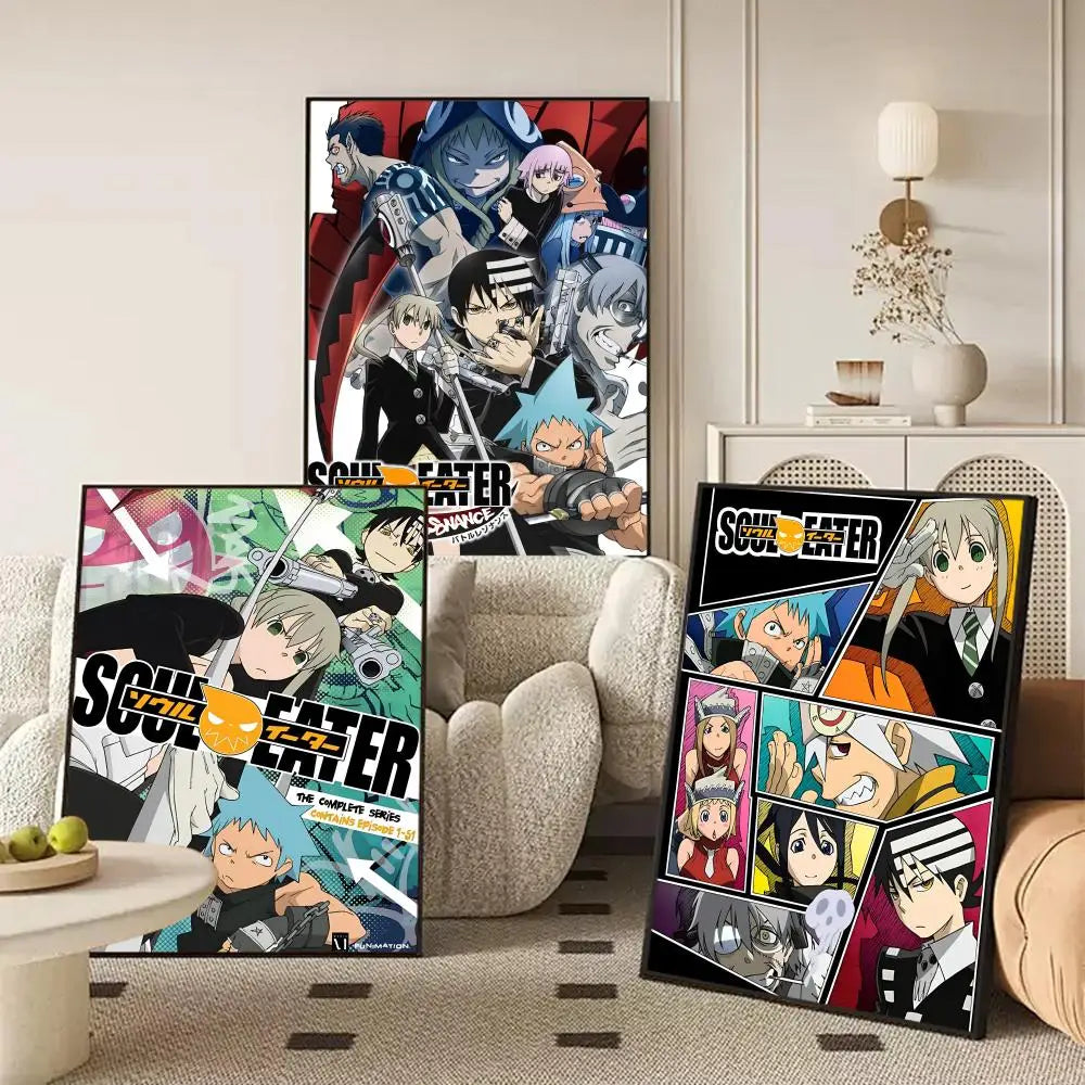 S-Soul Eater Anime Poster Stickers HD Waterproof Painting Wall Art for Bedroom Living Room Home Decor Decoration Gift