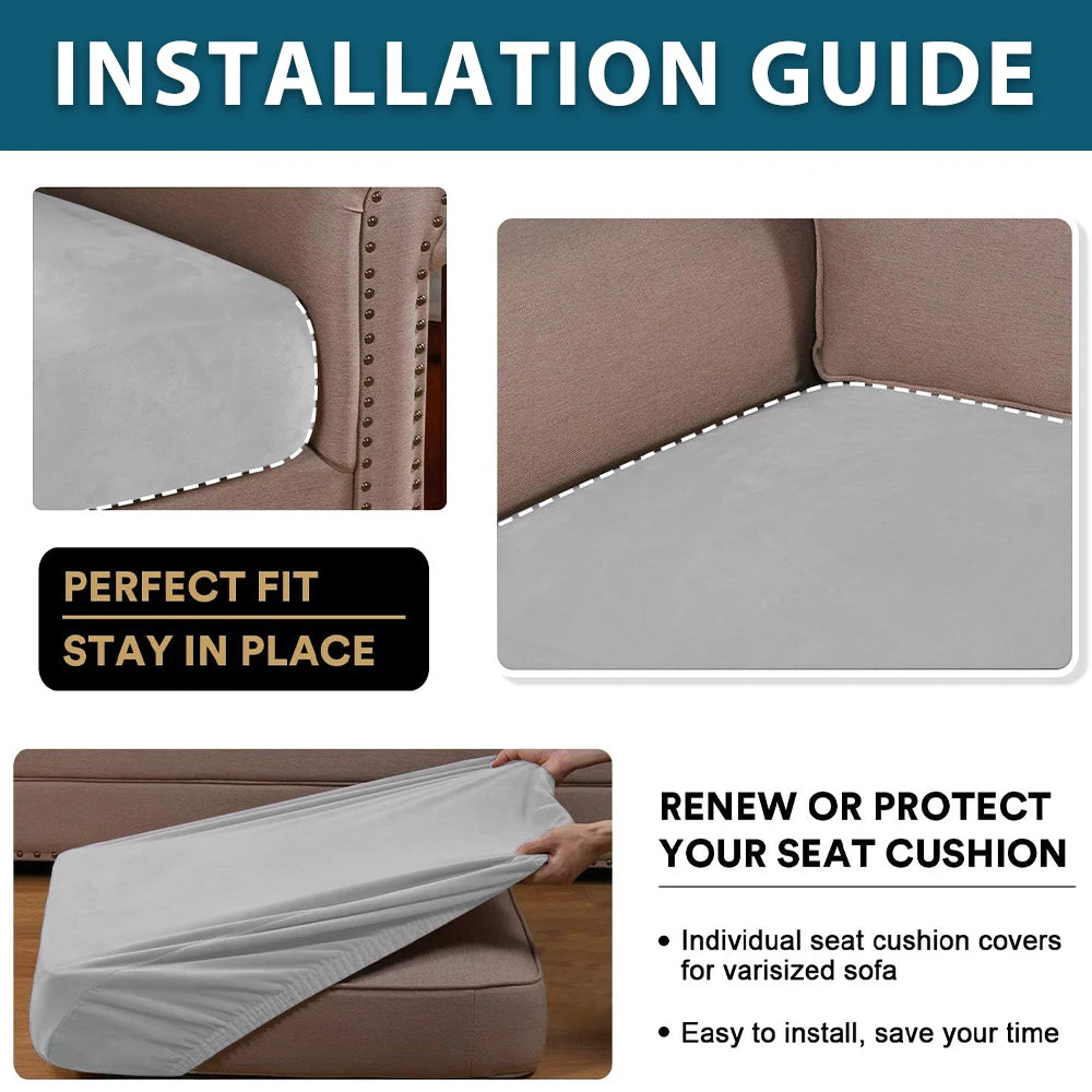 BRHUIXUE Velvet Sofa Cushion Covers for Living Room Plush Sofa Seat Cover Soft Stretch Sofas Couch Slipcover Furniture Protector