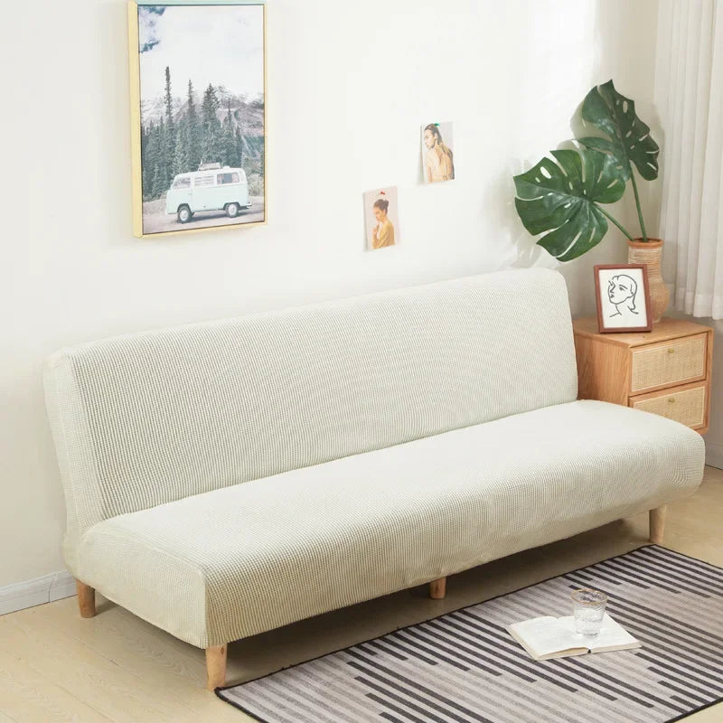 Polar Fleece Fabric Armless Futon Sofa Bed Cover Solid Without Armrest Big Elastic Folding Furniture home Decoration Bench Cover
