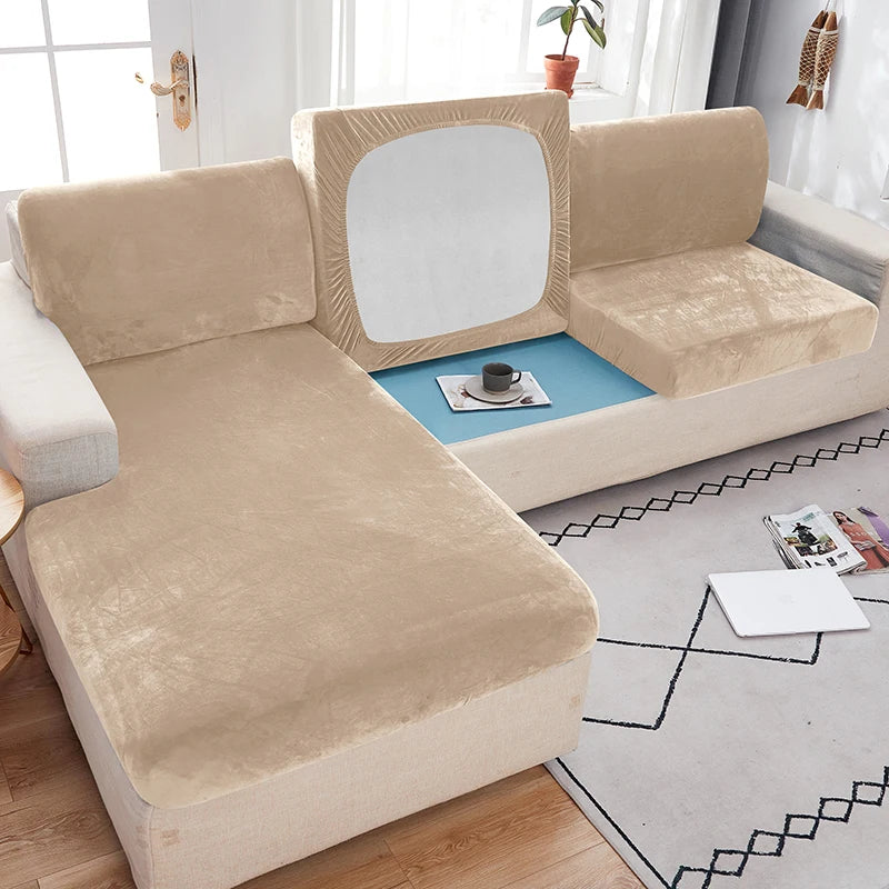 1pc Plush Sofa Slipcover Anti-slip Elastic Sofa Cover for Bedroom Office Living Room Home Decor Couch Cover Furniture Protector