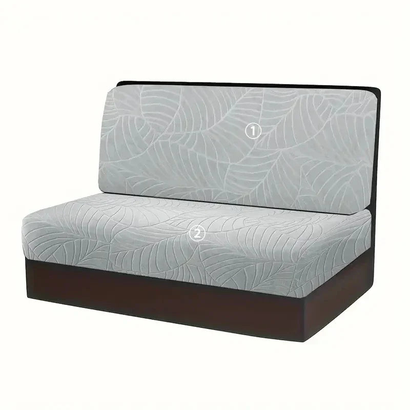 2 Pcs/set Leaves Jacquard RV Dinette Cushion Covers Elastic Armless Couch Slipcover Stretch Rv Camper Car Bench Seat Cover