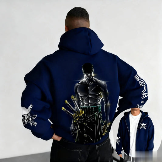 Anime one piece zoro Oversized Vintage Zipper Hoodie Men Women new Autumn Sweatshirt Jacket Casual Long Sleeves Tops Streetwear