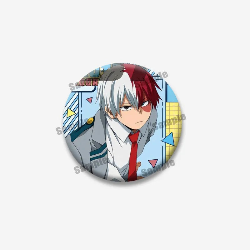 Katsuki Bakugou Izuku Midoriya Cartoon Badges Anime My Hero Academia Round Cosplay Pin Bag Decor Jewelry Brooches Friends Gifts