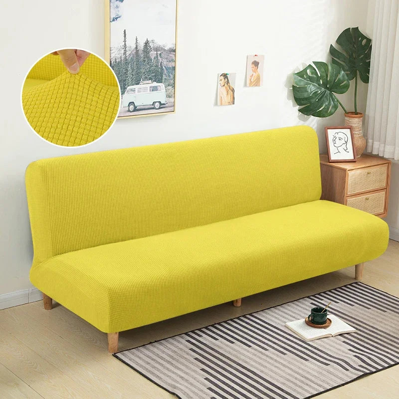 Polar Fleece Fabric Armless Futon Sofa Bed Cover Solid Without Armrest Big Elastic Folding Furniture home Decoration Bench Cover