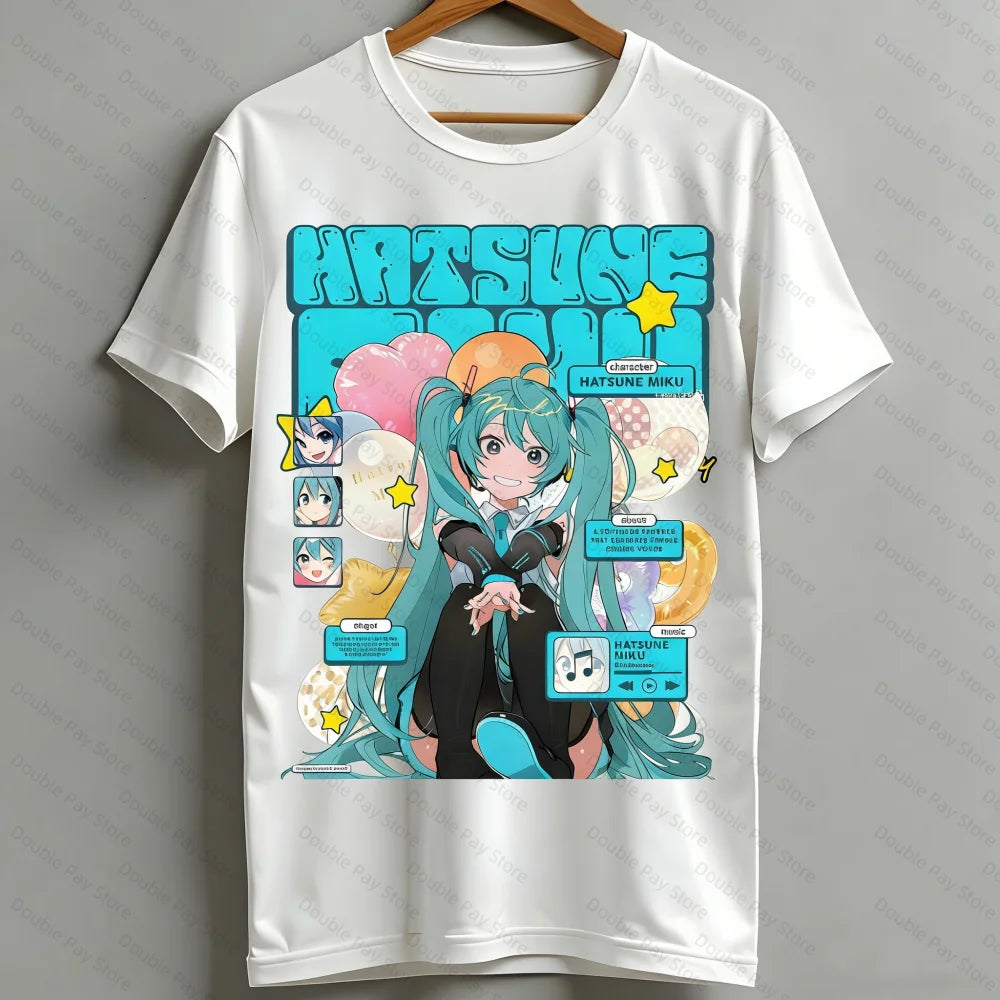 Kawaii Miku T-Shirt Cute Vocaloid Anime Graphic Tee Casual Short Sleeve Tops for Teen Girls Women Men's Shirts Woman t-shirts
