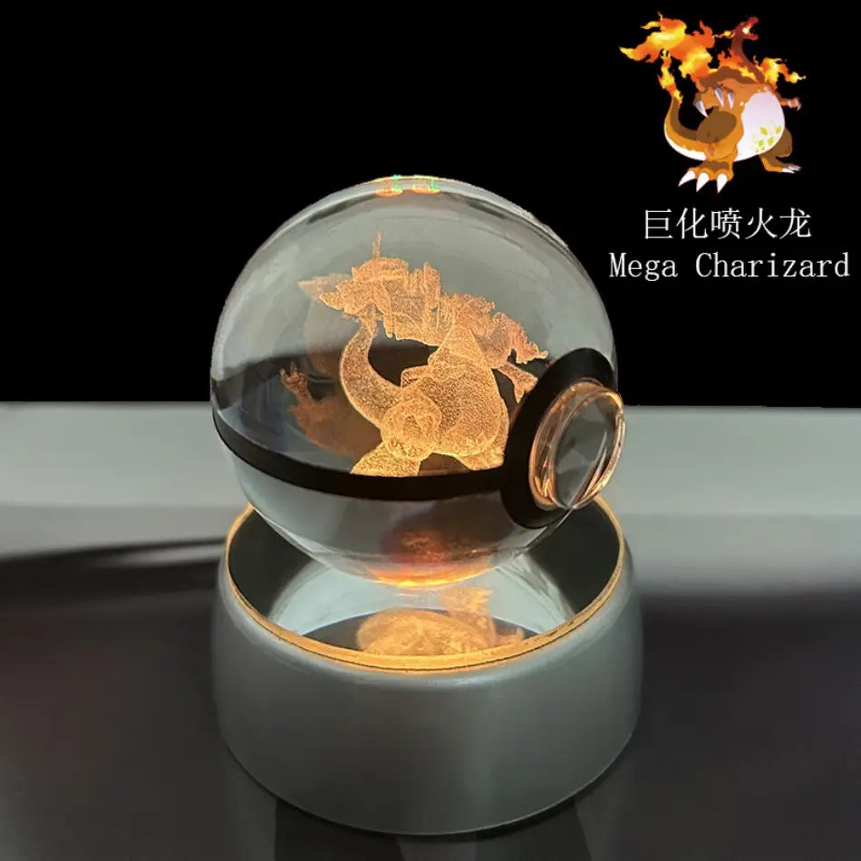 Pokemon Pokeball LED Night Light – 3D Crystal Ball
