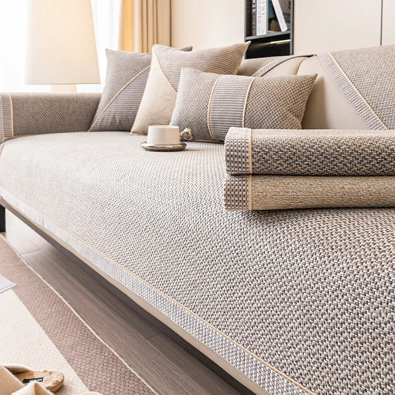 Linen Sofa Cushion for All Seasons Universal Non-slip Sofa Cover Cover New 2024 Backrest Cover Cloth Towel Woven Cotton