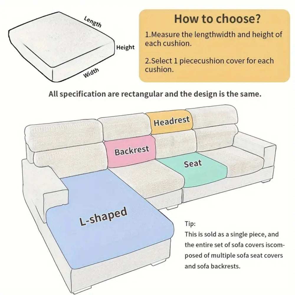 Thicken Stripe Jacquard Stretch Removable Sofa Seat Cushion Cover Washable for Living Room Kids Pets Furniture Protector
