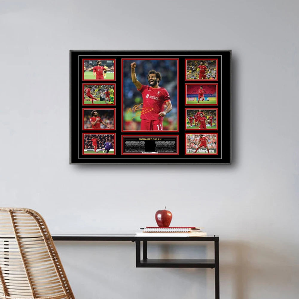 Famous Modern Football Player and Signature Poster Wall Decor B-Messi Sport Stars Canvas Painting For Boys' Room Fans Gift