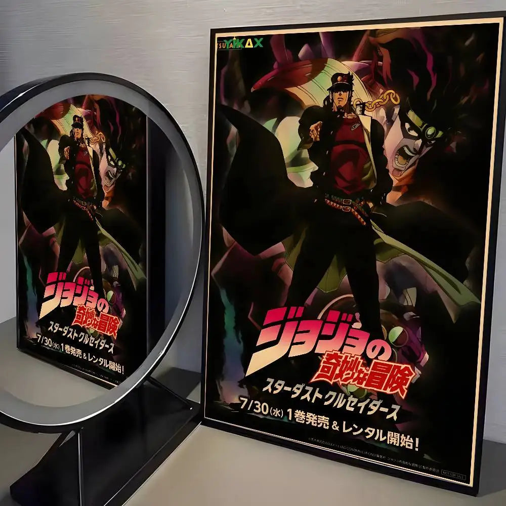Anime JoJos Bizarre Adventure Retro poster art HD canvas advanced aesthetic Printing Paper Wall Art for Living Room Home Decor