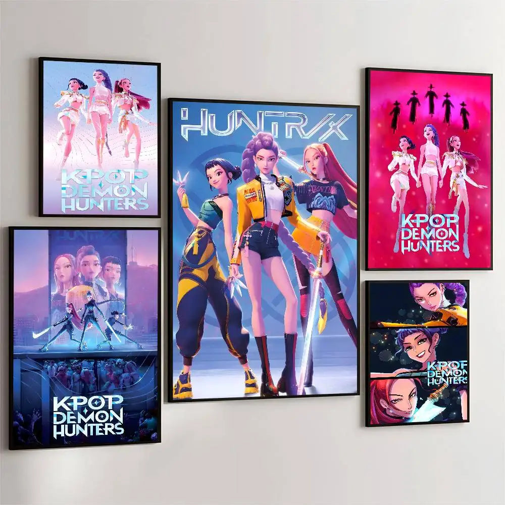 Anime Movie K-Pop D-Demon Hunters Poster High Quality Print Waterproof Wall Art Sticker For Bar Living Room Decor Gift