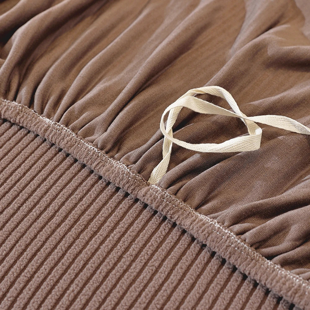 Solid color sofa cover with elastic band design, removable and machine washable, high elasticity, full coverage dust cover
