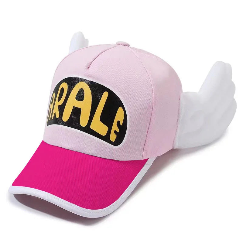 1pc，Cute Arale Cartoon Baseball Cap with Plush Wings - Anime IP Casual Trendy Hat.