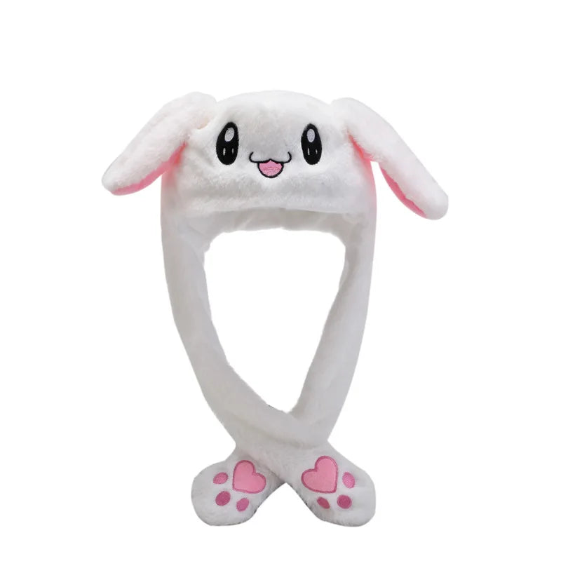 Japanese Anime Bunny Hat Glowing Plush Ear Moving Jumping Hat Ears Popping Up When Pressing The Paws Cute Animal Cosplay Hats