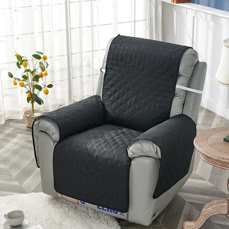 Anti-slip Recliner Chair Cover Solid Color Quilted Seat Slipcover Anti-wear Relax Armchair Coushion for Living Room Home