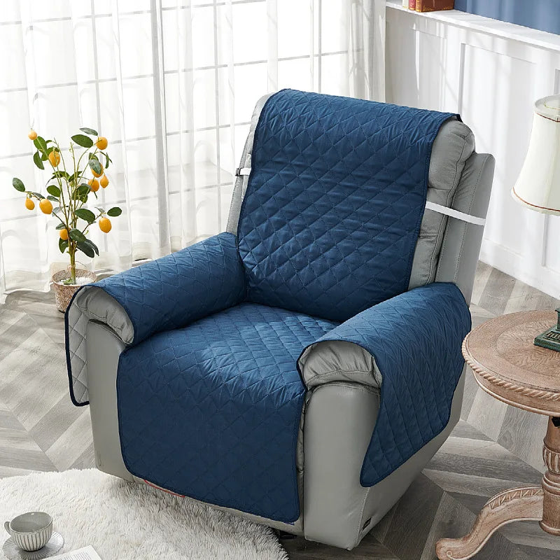 Anti-slip Recliner Chair Cover Solid Color Quilted Seat Slipcover Anti-wear Relax Armchair Coushion for Living Room Home