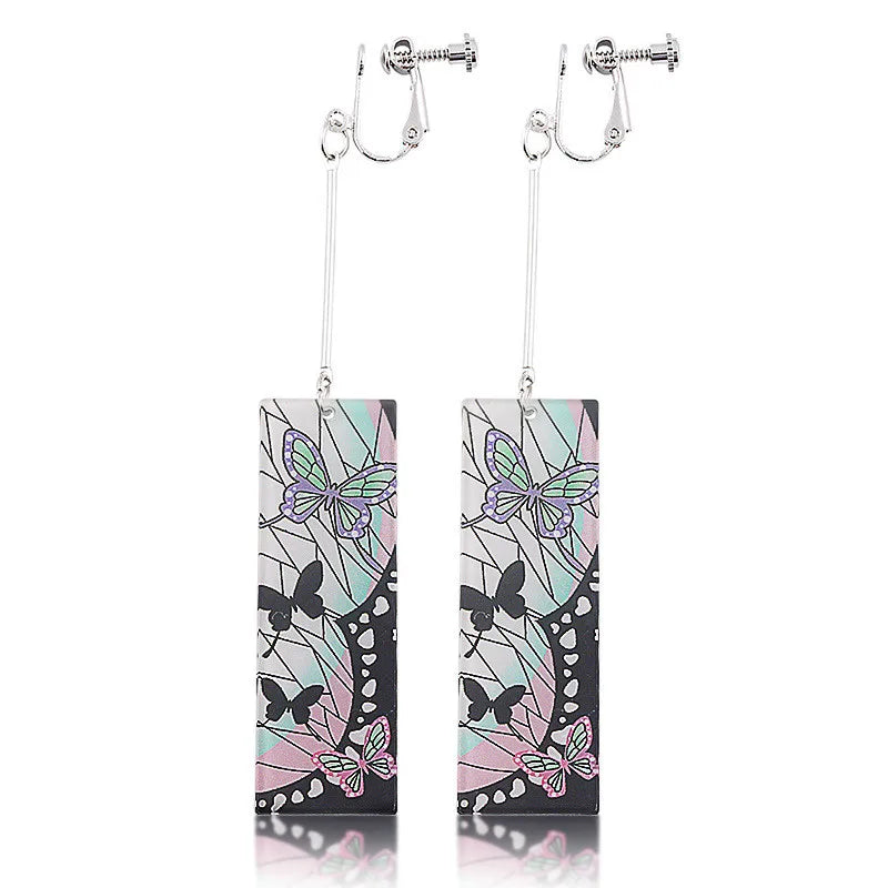Creative Anime Acrylic Earrings For Women Demon Layer Butterfly Tanjiro Ear Drop Trendy Fans Cosplayer Jewelry Accessories Gifts