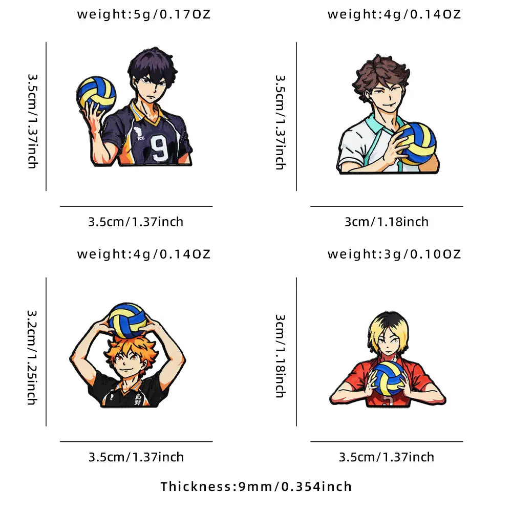 4pcs Cute Volleyball Boy Enamel Pin Cartoon Anime Brooch For Coat Women’s Brooches Fashion Lapel Badges Jewelry Gift