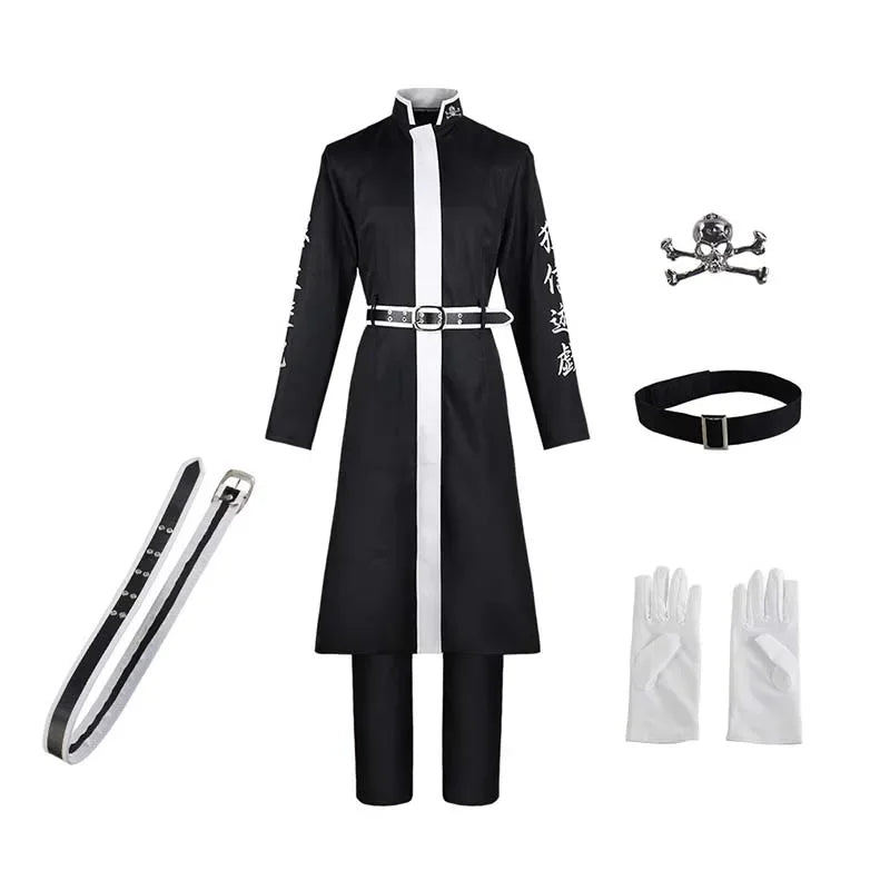 Tokyo Revengers Cosplay Costume Anime Tenjiku Ran Haitani Cosplay Black Uniform Suits Halloween Carnival Costume for Men Women