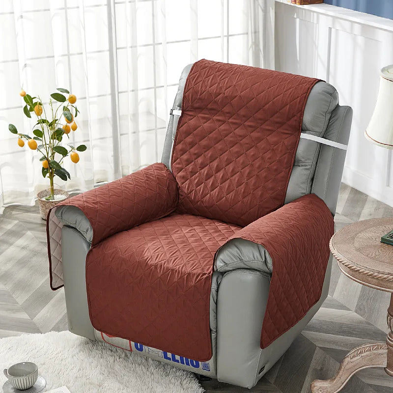 Anti-slip Recliner Chair Cover Solid Color Quilted Seat Slipcover Anti-wear Relax Armchair Coushion for Living Room Home