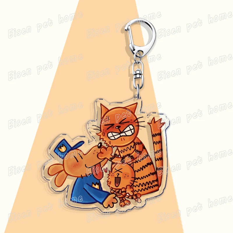 Popular Cartoon Dog Man and Cat Keychain for Accessories Bag Key Chain Ring Jewelry Fans Cute Anime Gifts Kids Children Keychain