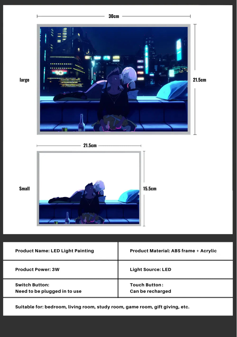 Cyberpunk Edgerunners LED Wall Art – LED Night Light
