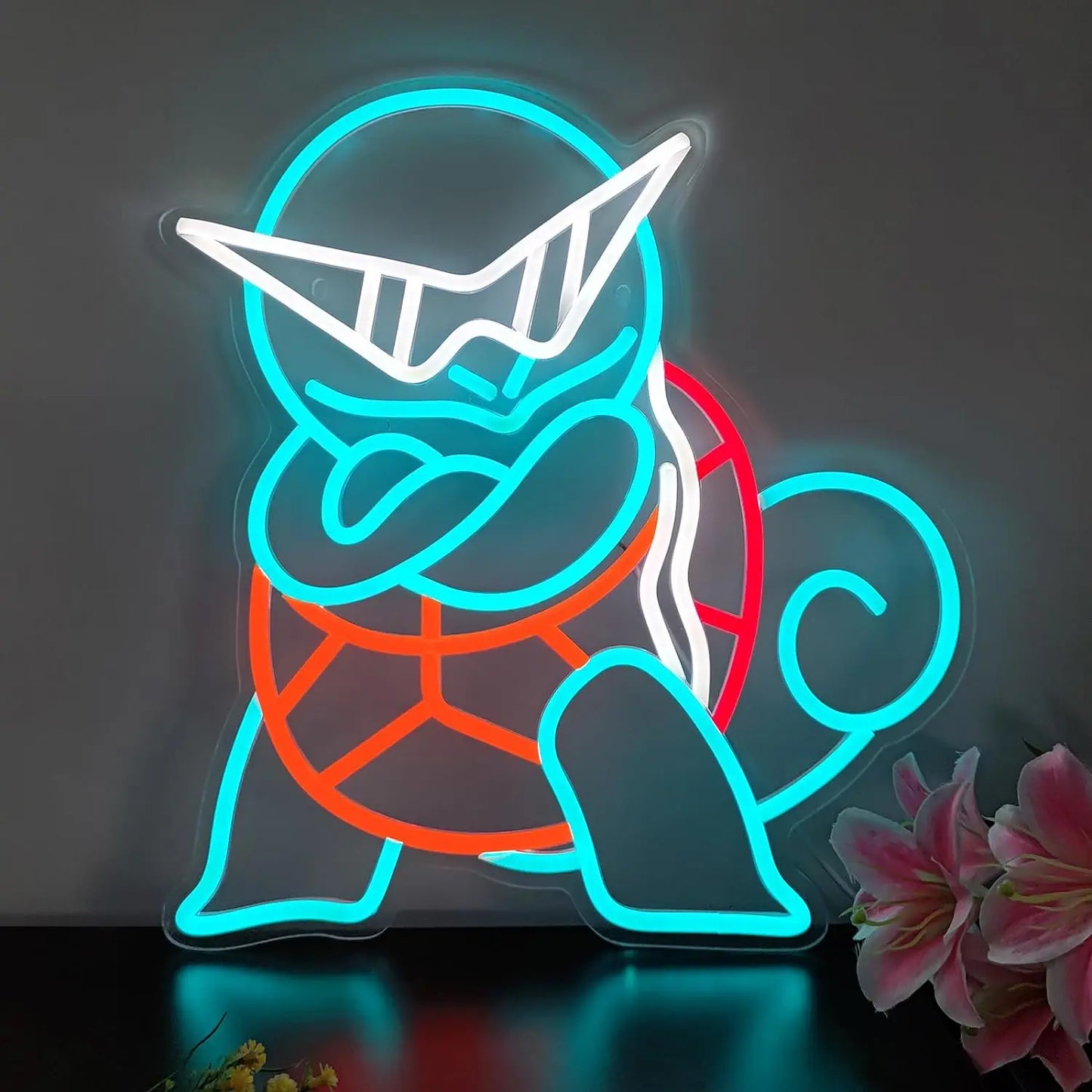 Pokémon Squirtle Neon Sign for Wall Decor Anime Neon Light for Bedroom decor USB Dimmable Cute Art Birthday Gift for Boys Girls