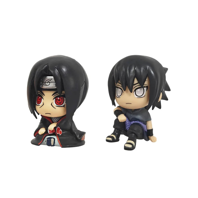 Naruto Anime Figure Toys Kakashi Action Figure Q Version Kawaii Sasuke Itachi Figurine Car Decoration Collection Model Toy
