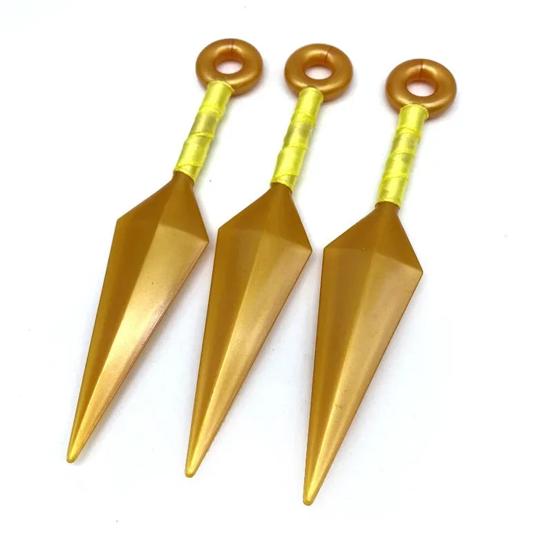 Naruto Anime Golden Shuriken Kunai Model Toys Ninja Action Figures Cosplay Props PVC Weapon Models Toys for Children Adult Gifts
