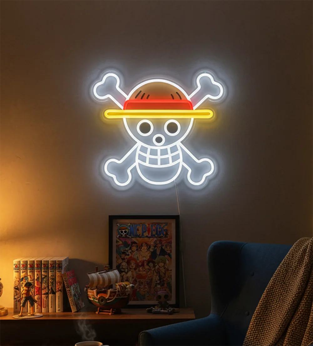 Custom One Piece Luffy Acrylic Neon LED Light Animes Artwork for Home Festival Decor Party Bar Hotel Salon Business Shop,Etc.