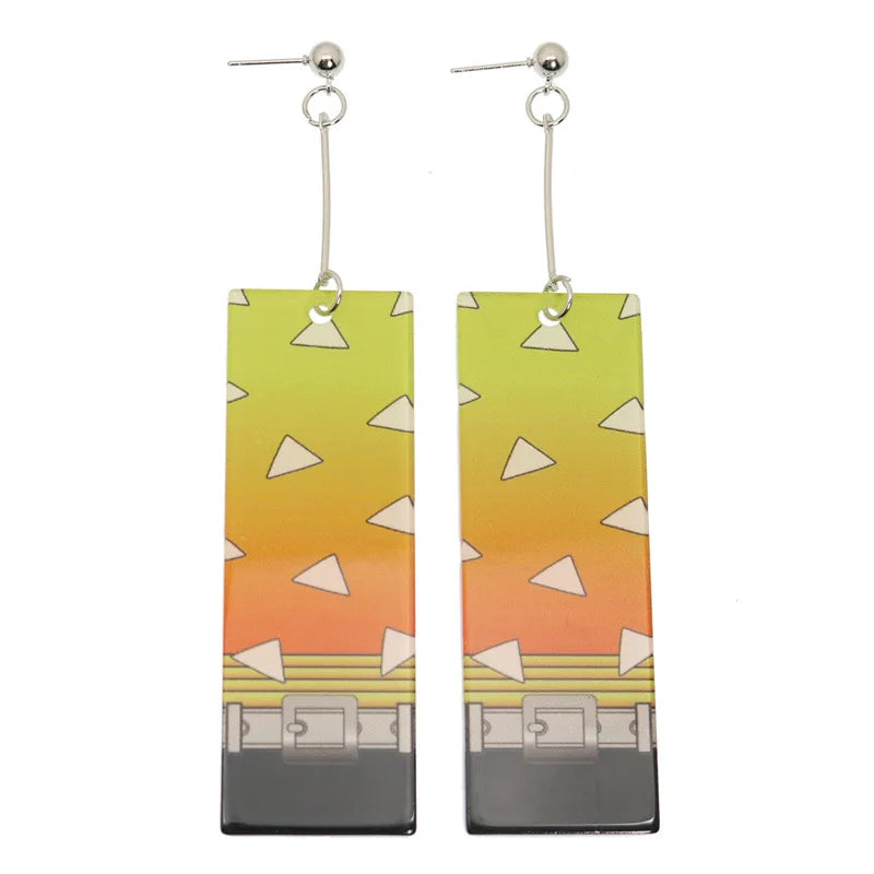 Fashion Acrylic Tanjiro Earrings Anime Cosplay Props Hanafuda Drop Long Earrings for Women Girls Jewelry