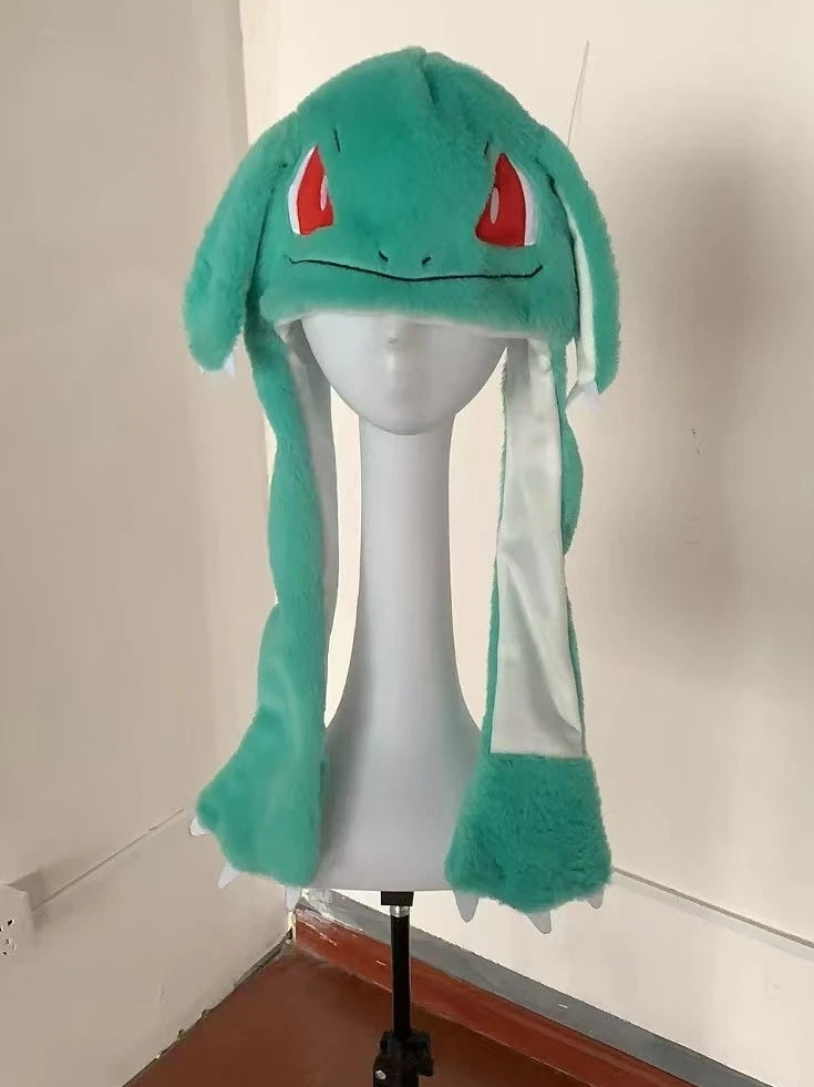 New Cartoon Cute Doll Pokemon Airbag Hat Pinch Ears Moving Hat Winter Warm Hat Children'S Christmas Gift