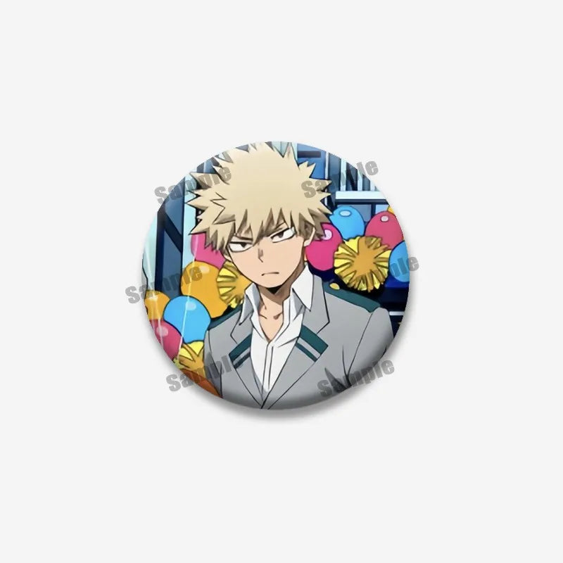 Katsuki Bakugou Izuku Midoriya Cartoon Badges Anime My Hero Academia Round Cosplay Pin Bag Decor Jewelry Brooches Friends Gifts