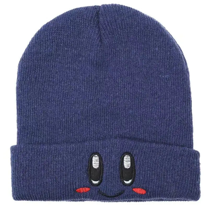 Kawaii Anime Star Kirby Hat Cute Face Eyes Cosplay Keep Warm Knitted Hat Unisex Adult Kids Cap Hip Hop Autumn Winter Kids Gift