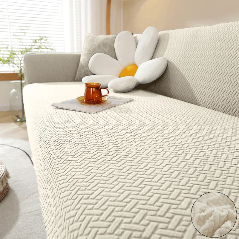 LEVIVEl Jacquard Elastic Sofa Covers Geometric ArmChair Knitted Sofa Couch Slipcovers Chair Protector For Living Room L Shaped