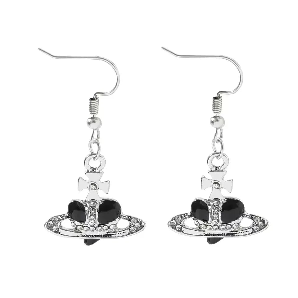 Anime Oosaki Nana Cosplay Saturn Planet Earrings Aesthetic Cubic Zircon Heart Silver Plated Drop Earring Jewelry for Girls