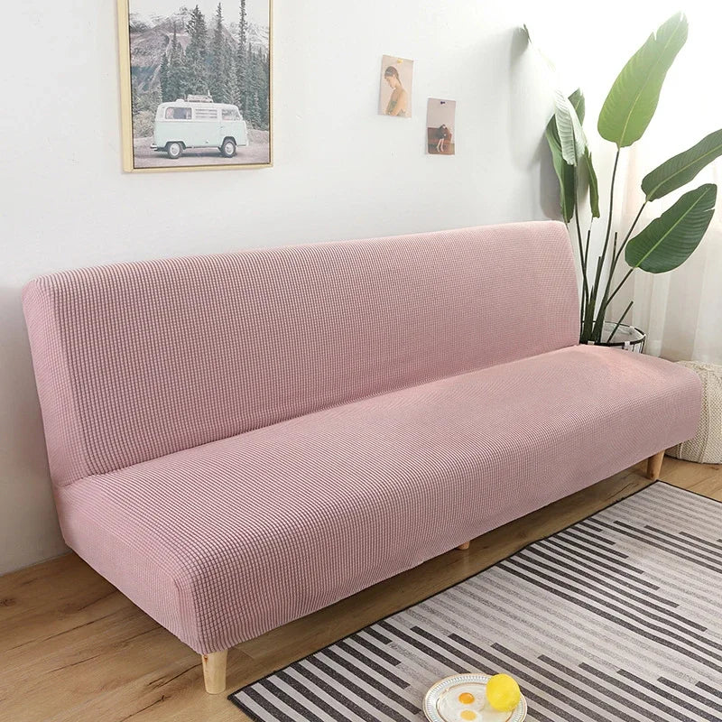 Polar Fleece Fabric Armless Futon Sofa Bed Cover Solid Without Armrest Big Elastic Folding Furniture home Decoration Bench Cover