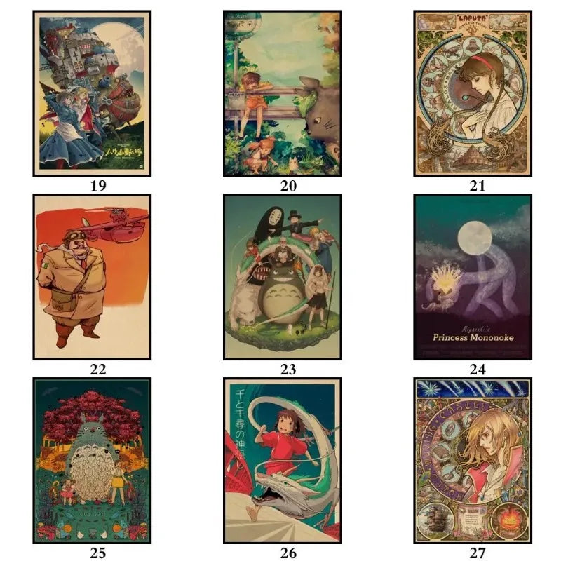 Retro Miyazaki Hayao Movie Murals Studio Ghibli Canvas Paintings Anime Art Decoration Modern Religious Muslim Murals