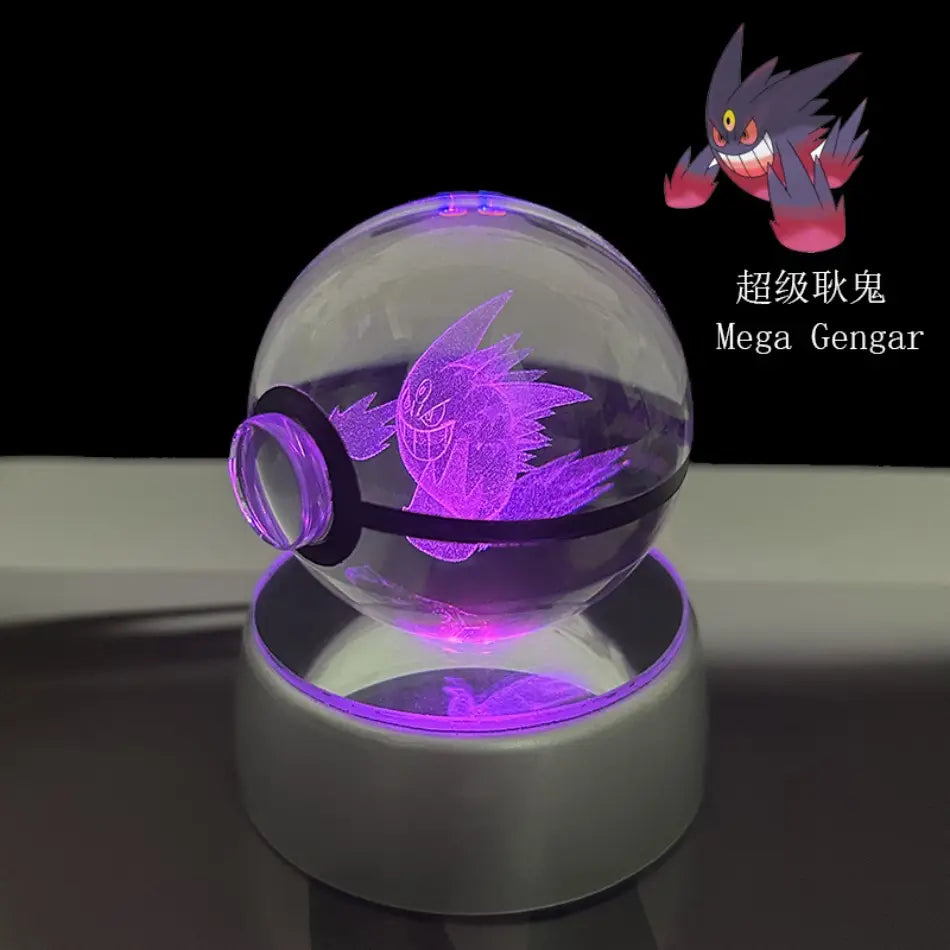 Pokemon Pokeball LED Night Light – 3D Crystal Ball