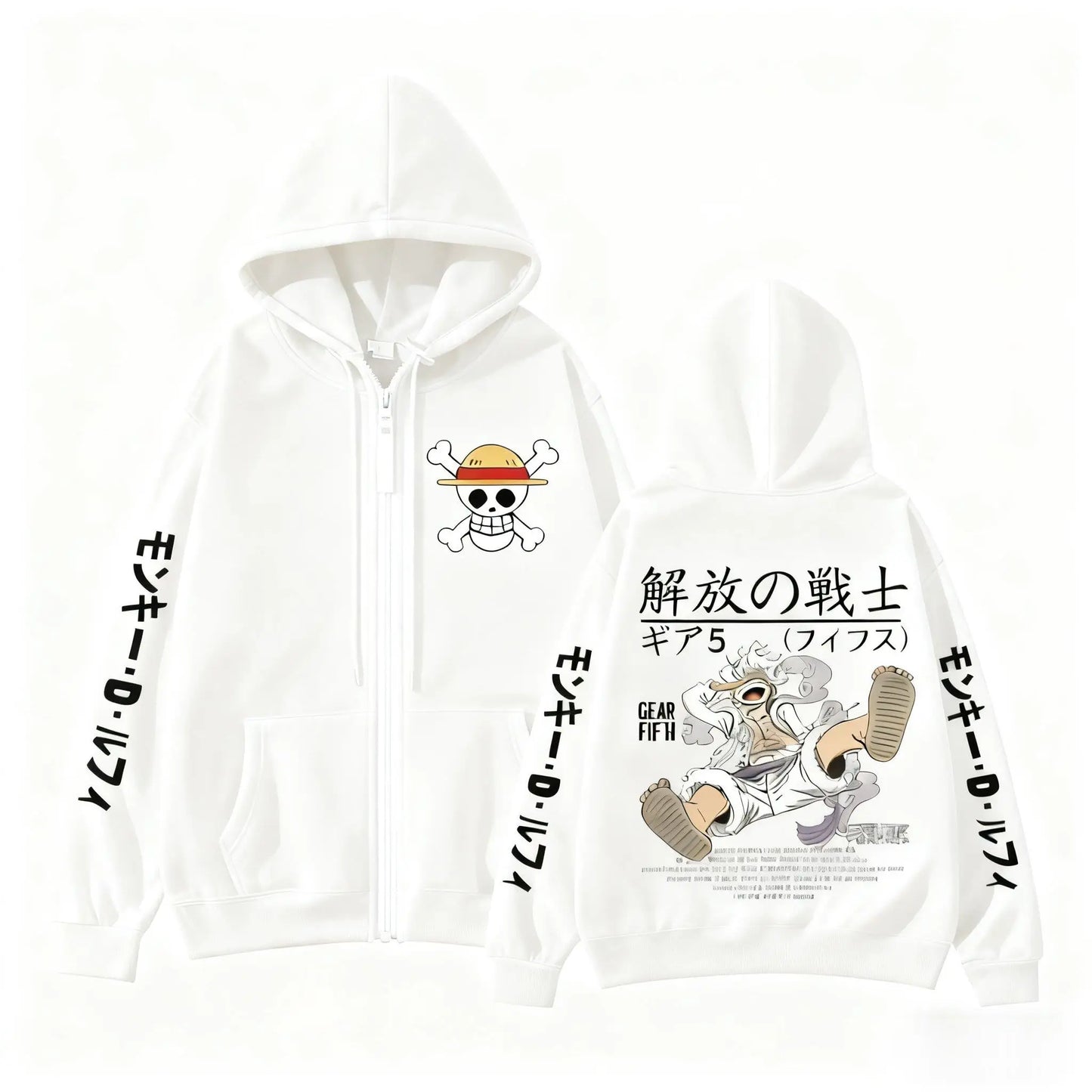 Monkey D Luffy Gear 5 One Piece Anime Zip Up Hoodie Men Women 2026 New Cartoon Print Sweatshirt Unisex Streetwear Casual Jacket