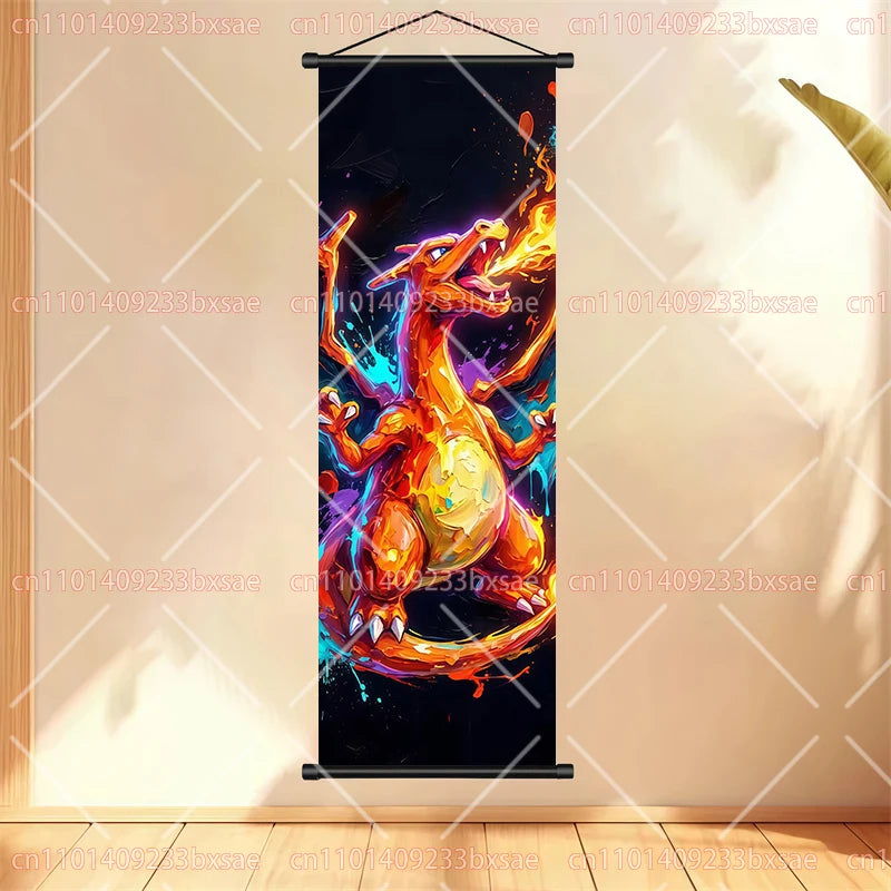 Anime Pokémon Gengar Charizard Kyogre Gyarados Mewtwo Rayquaza Cool Poster Hanging Scroll Painting Birthday Holiday Party Gift