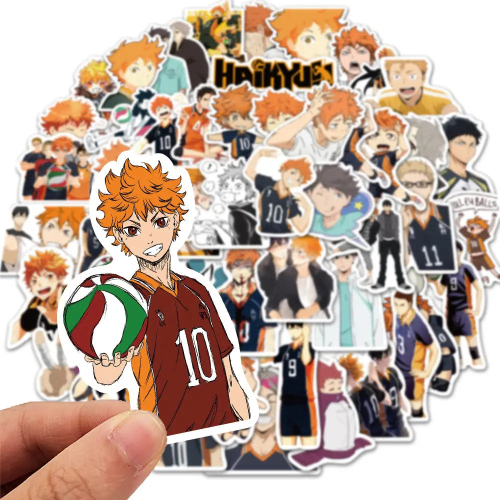 50pcs Cartoon Anime Haikyuu!! Stickers Decals Skateboard Laptop Suitcase Phone Diary Funny Waterproof Sticker for Kids